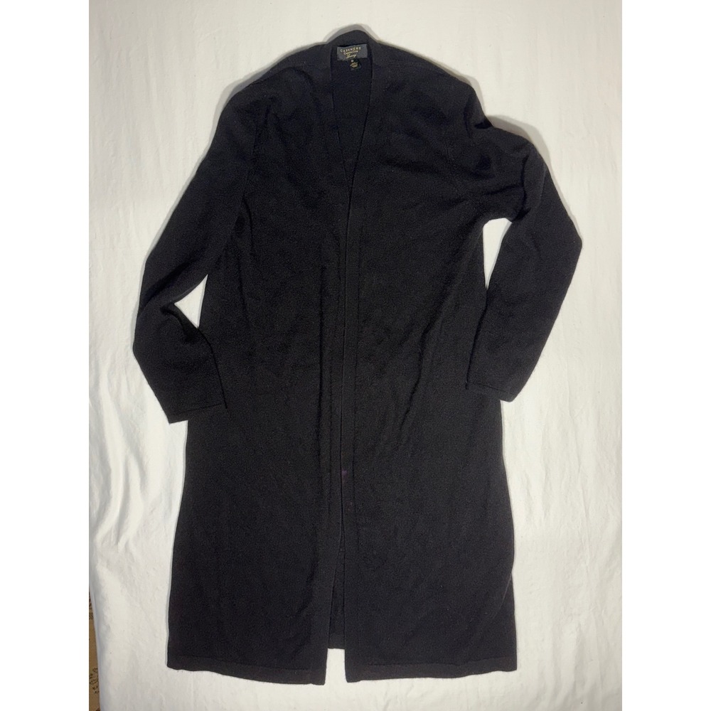 Charter Club Luxury 100% Cashmere Longline Duster Cardigan Black M S/74014